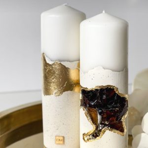 White and black concrete candle